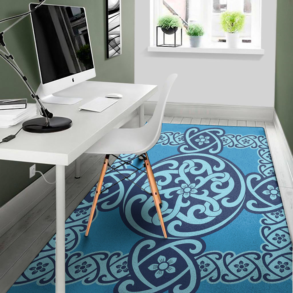 Blue Celtic Symbol Print Area Rug