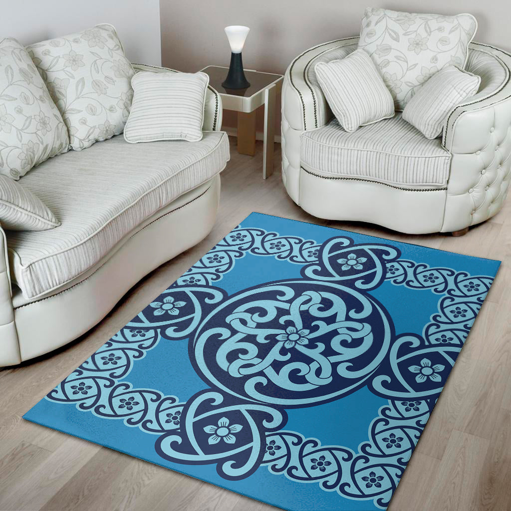 Blue Celtic Symbol Print Area Rug