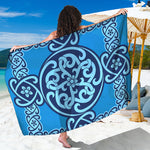 Blue Celtic Symbol Print Beach Sarong Wrap
