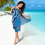Blue Celtic Symbol Print Beach Sarong Wrap