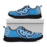 Blue Celtic Symbol Print Black Sneakers