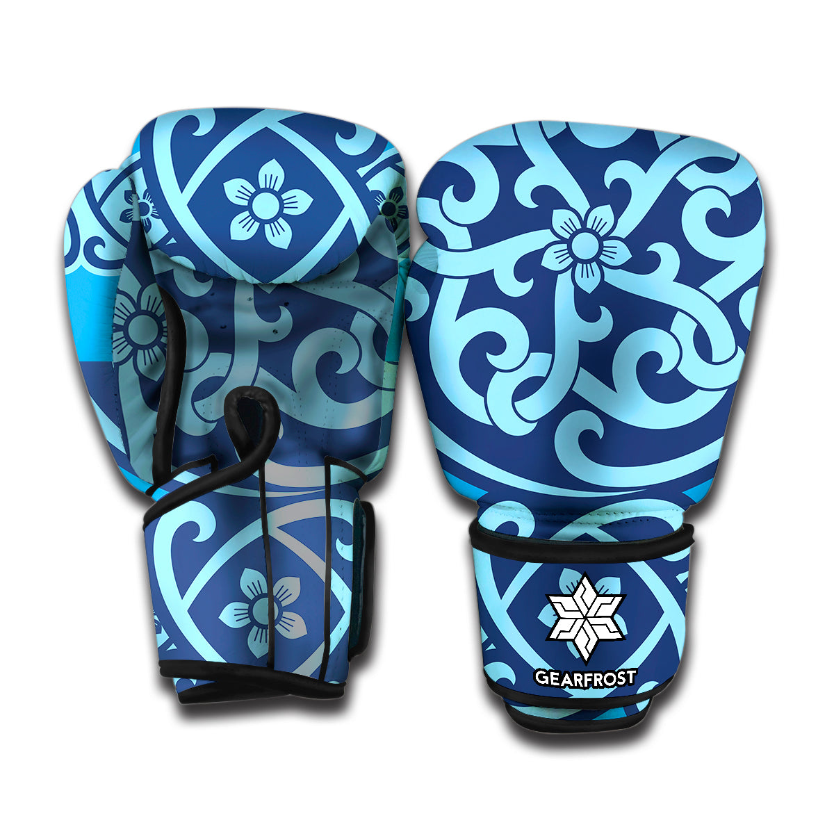 Blue Celtic Symbol Print Boxing Gloves