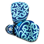 Blue Celtic Symbol Print Boxing Gloves