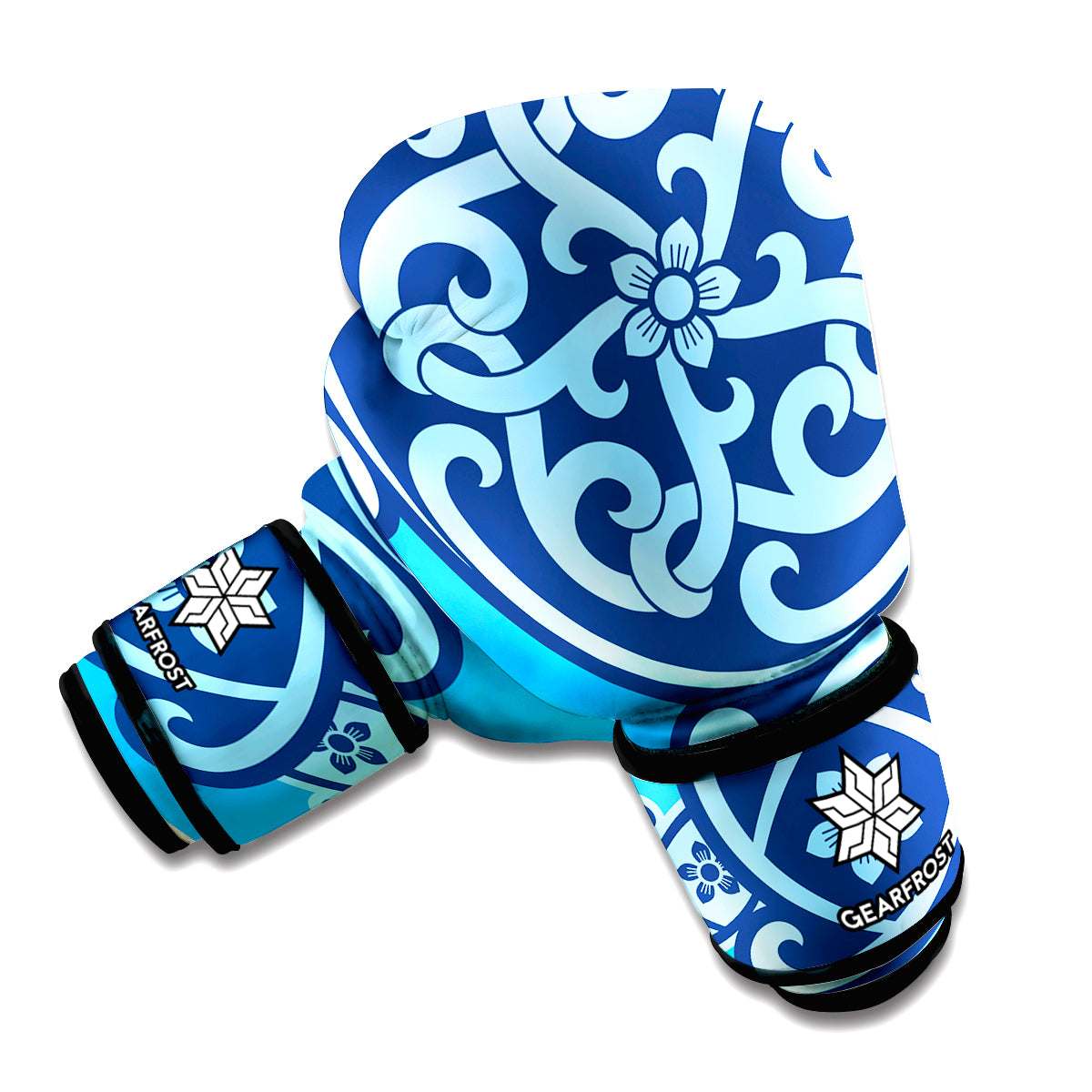 Blue Celtic Symbol Print Boxing Gloves