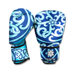 Blue Celtic Symbol Print Boxing Gloves