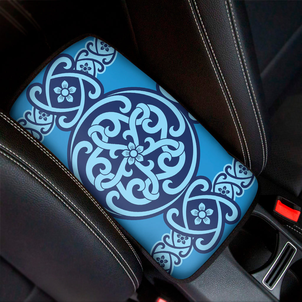 Blue Celtic Symbol Print Car Center Console Cover