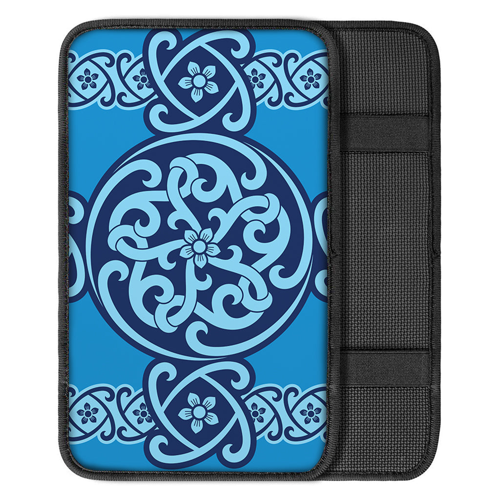 Blue Celtic Symbol Print Car Center Console Cover