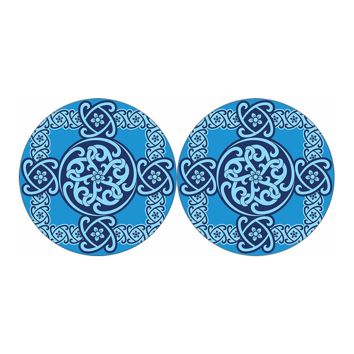 Blue Celtic Symbol Print Car Coasters