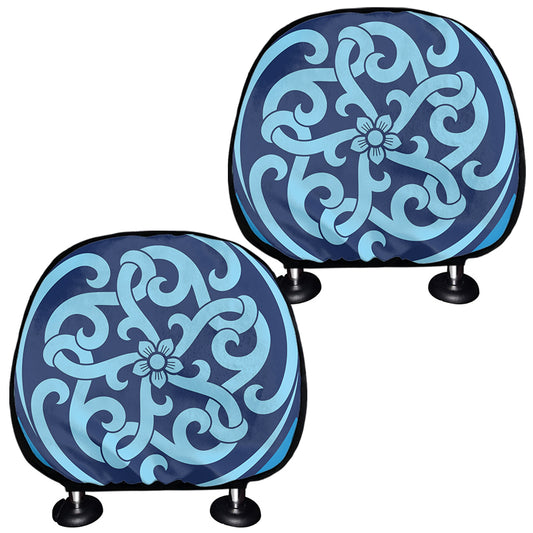 Blue Celtic Symbol Print Car Headrest Covers