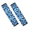 Blue Celtic Symbol Print Car Seat Belt Covers