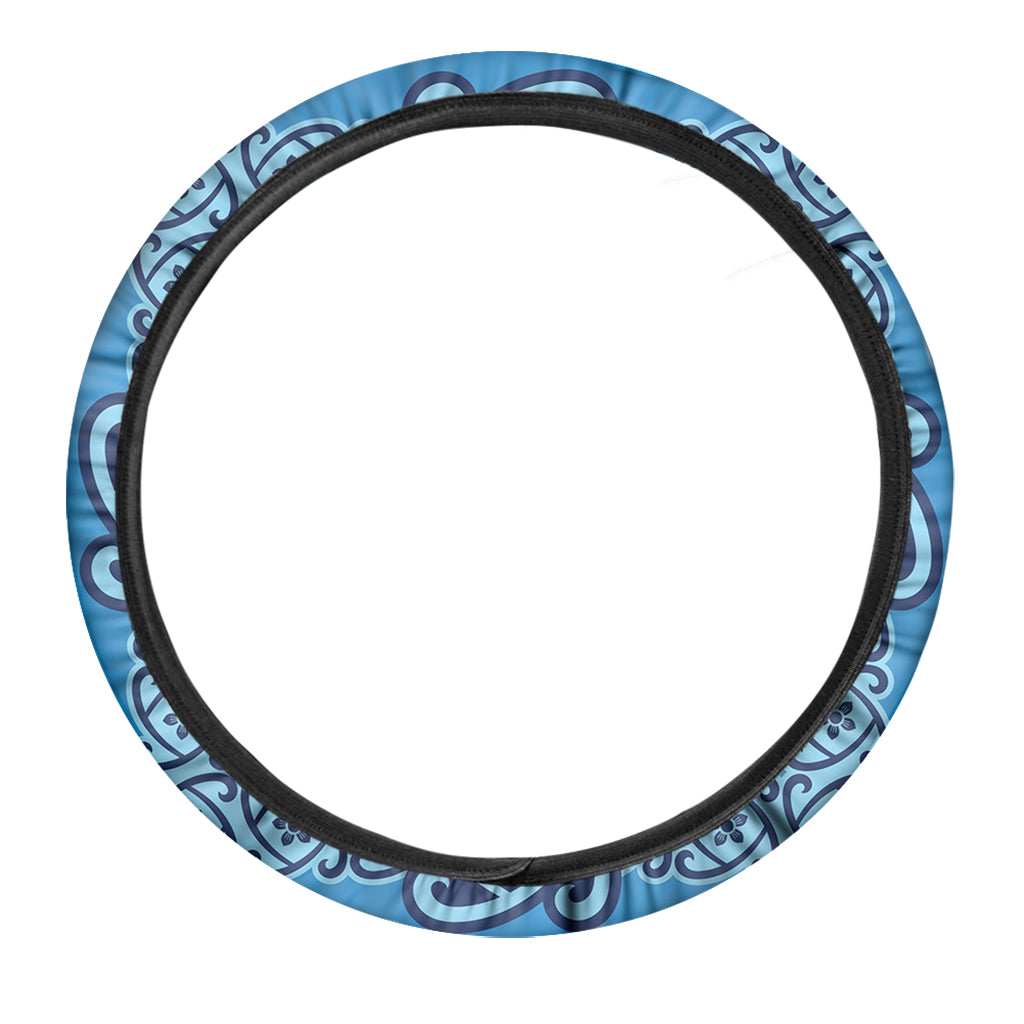 Blue Celtic Symbol Print Car Steering Wheel Cover