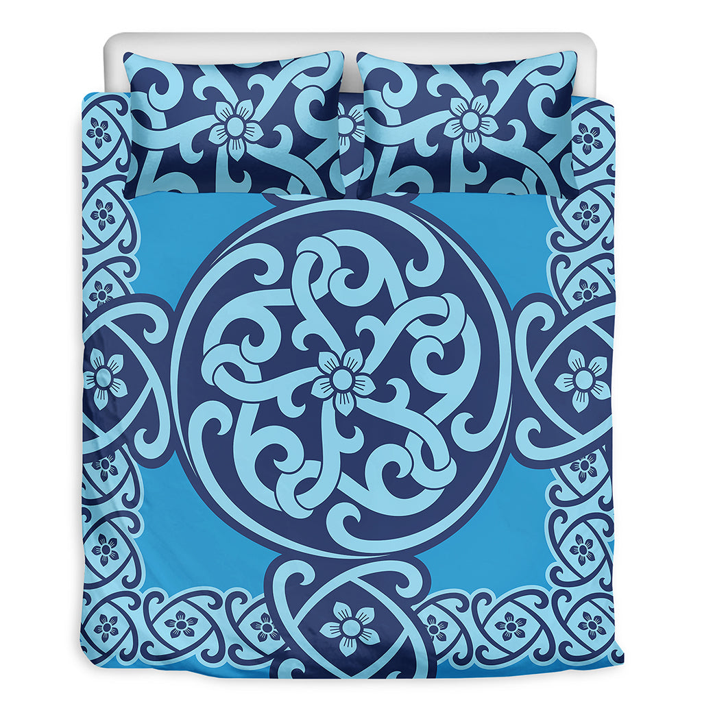 Blue Celtic Symbol Print Duvet Cover Bedding Set
