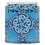 Blue Celtic Symbol Print Duvet Cover Bedding Set