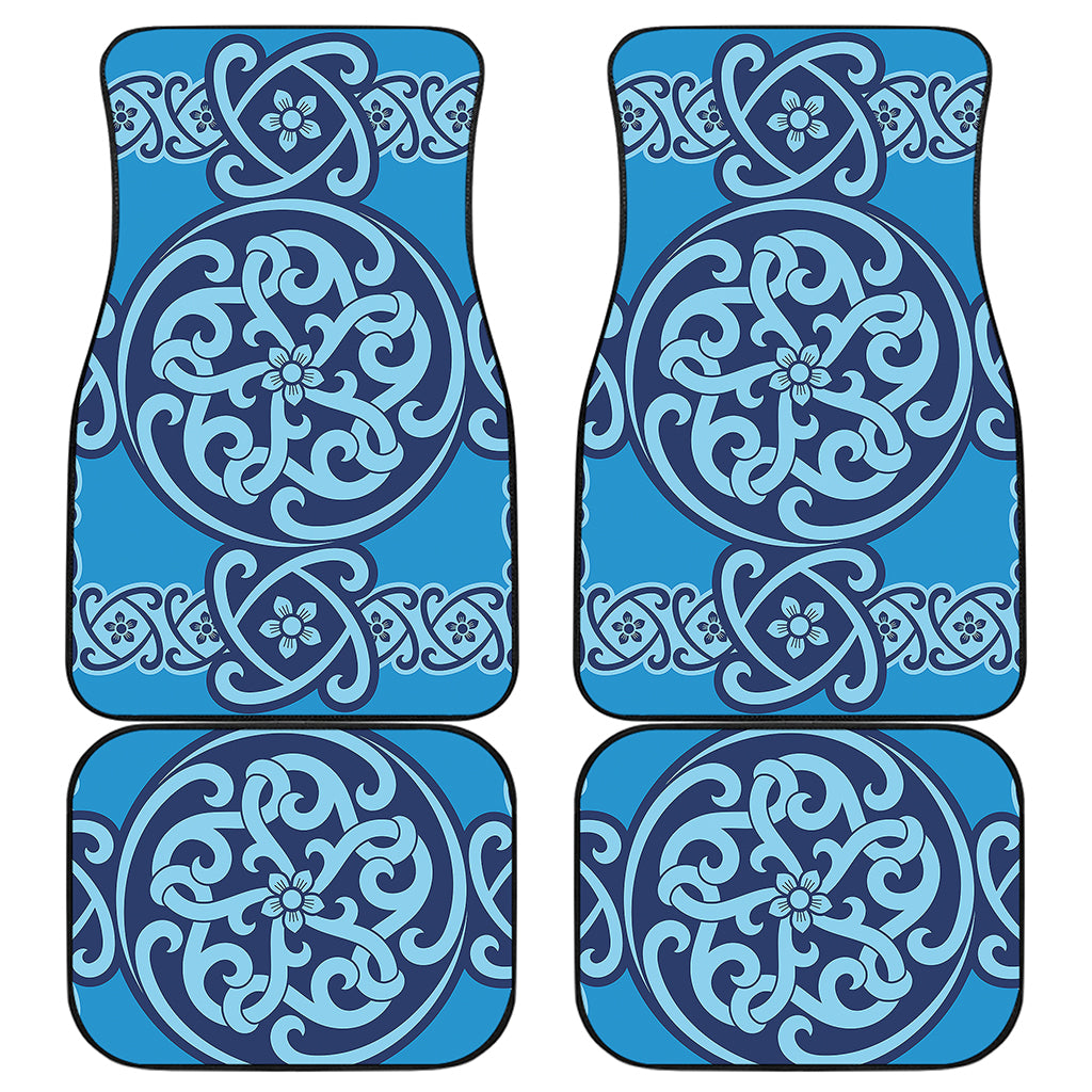 Blue Celtic Symbol Print Front and Back Car Floor Mats