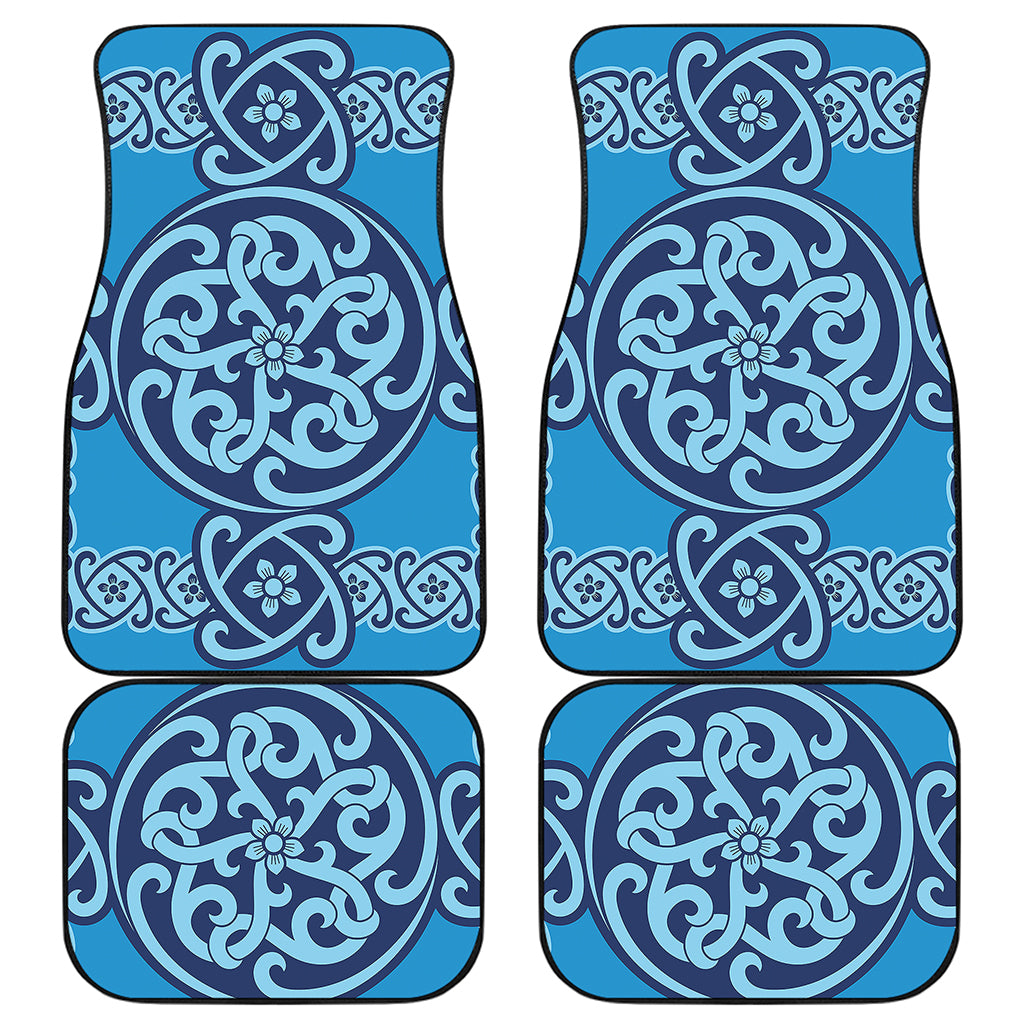 Blue Celtic Symbol Print Front and Back Car Floor Mats