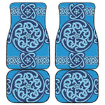 Blue Celtic Symbol Print Front and Back Car Floor Mats