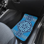 Blue Celtic Symbol Print Front and Back Car Floor Mats