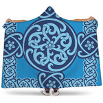 Blue Celtic Symbol Print Hooded Blanket