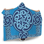 Blue Celtic Symbol Print Hooded Blanket