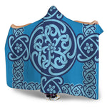 Blue Celtic Symbol Print Hooded Blanket