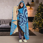 Blue Celtic Symbol Print Hooded Blanket