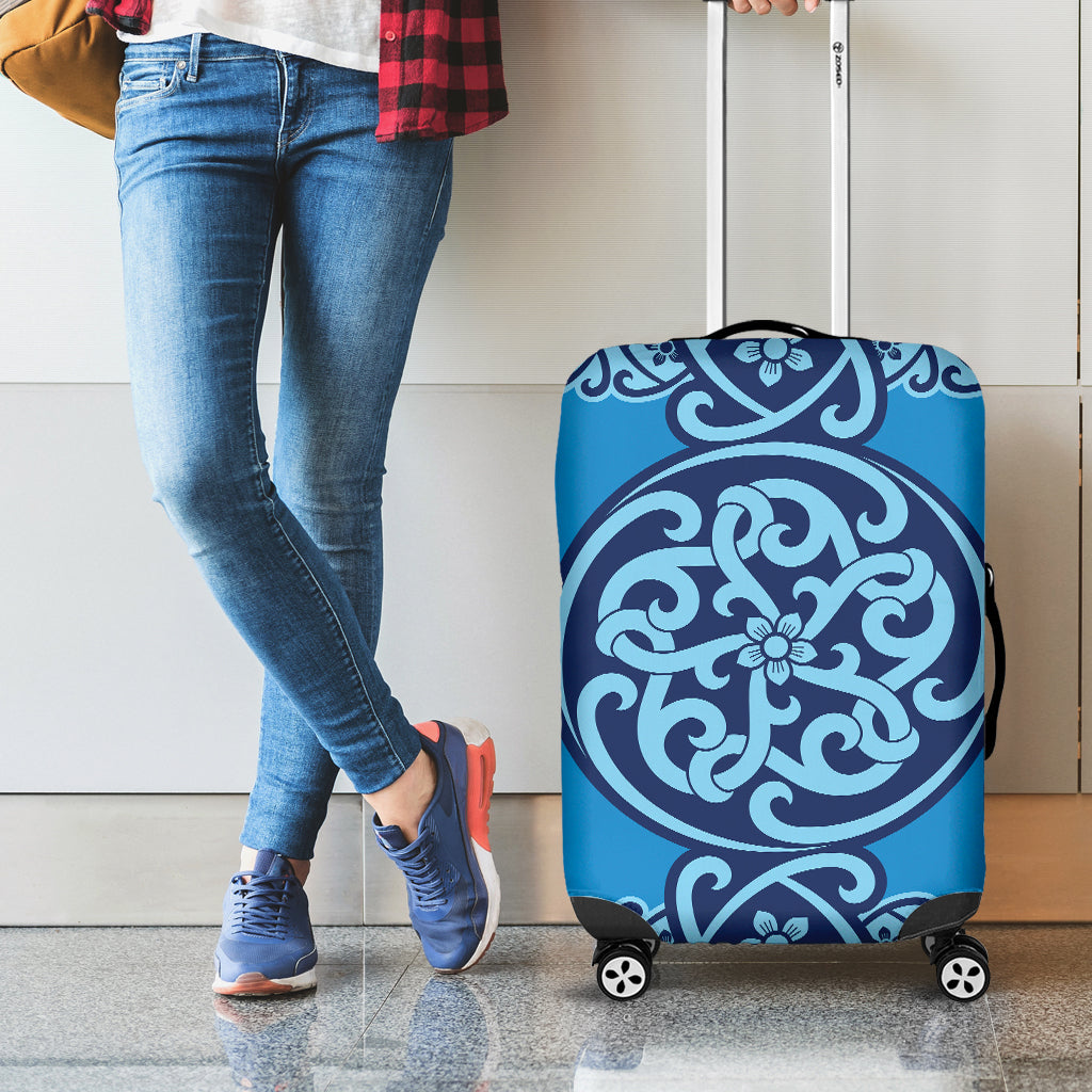 Blue Celtic Symbol Print Luggage Cover