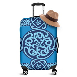 Blue Celtic Symbol Print Luggage Cover