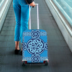 Blue Celtic Symbol Print Luggage Cover