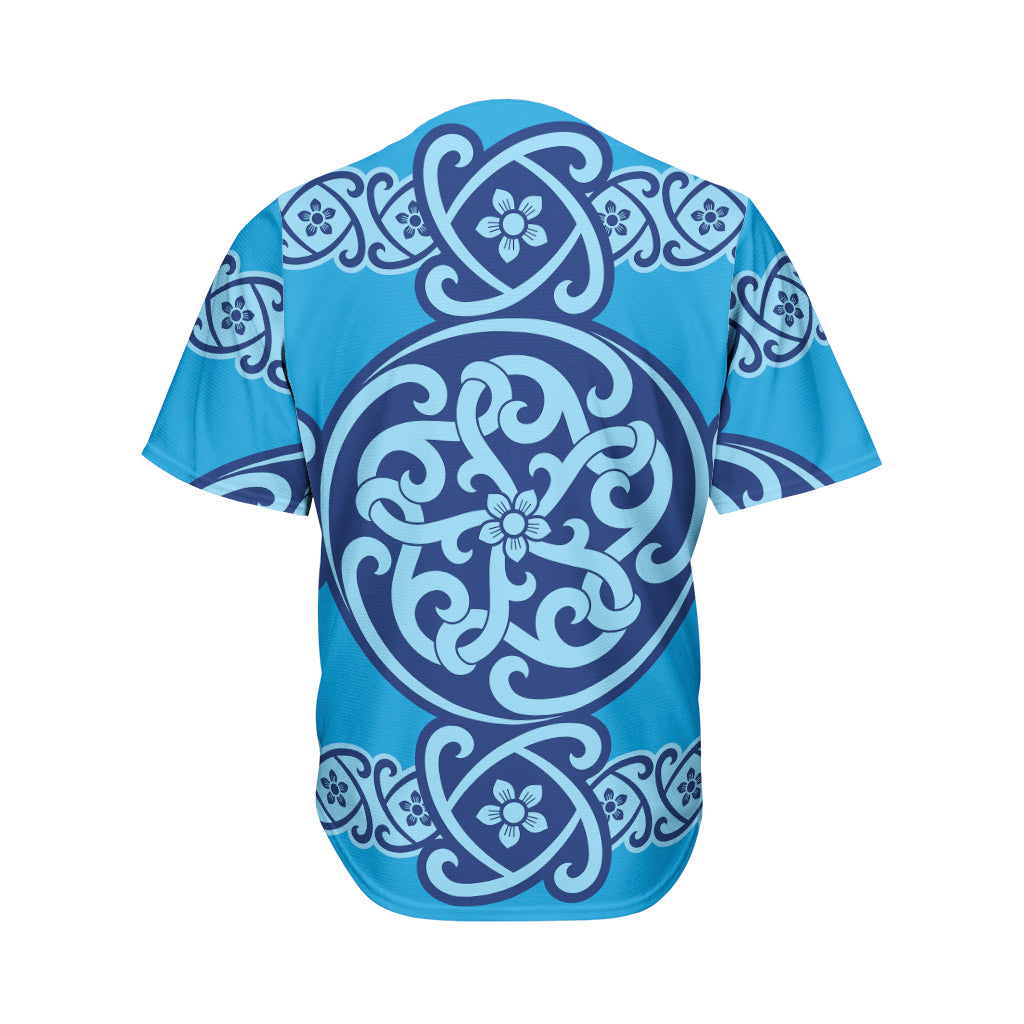 Blue Celtic Symbol Print Men's Baseball Jersey