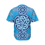 Blue Celtic Symbol Print Men's Baseball Jersey