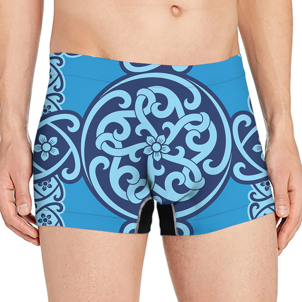 Blue Celtic Symbol Print Men's Boxer Briefs