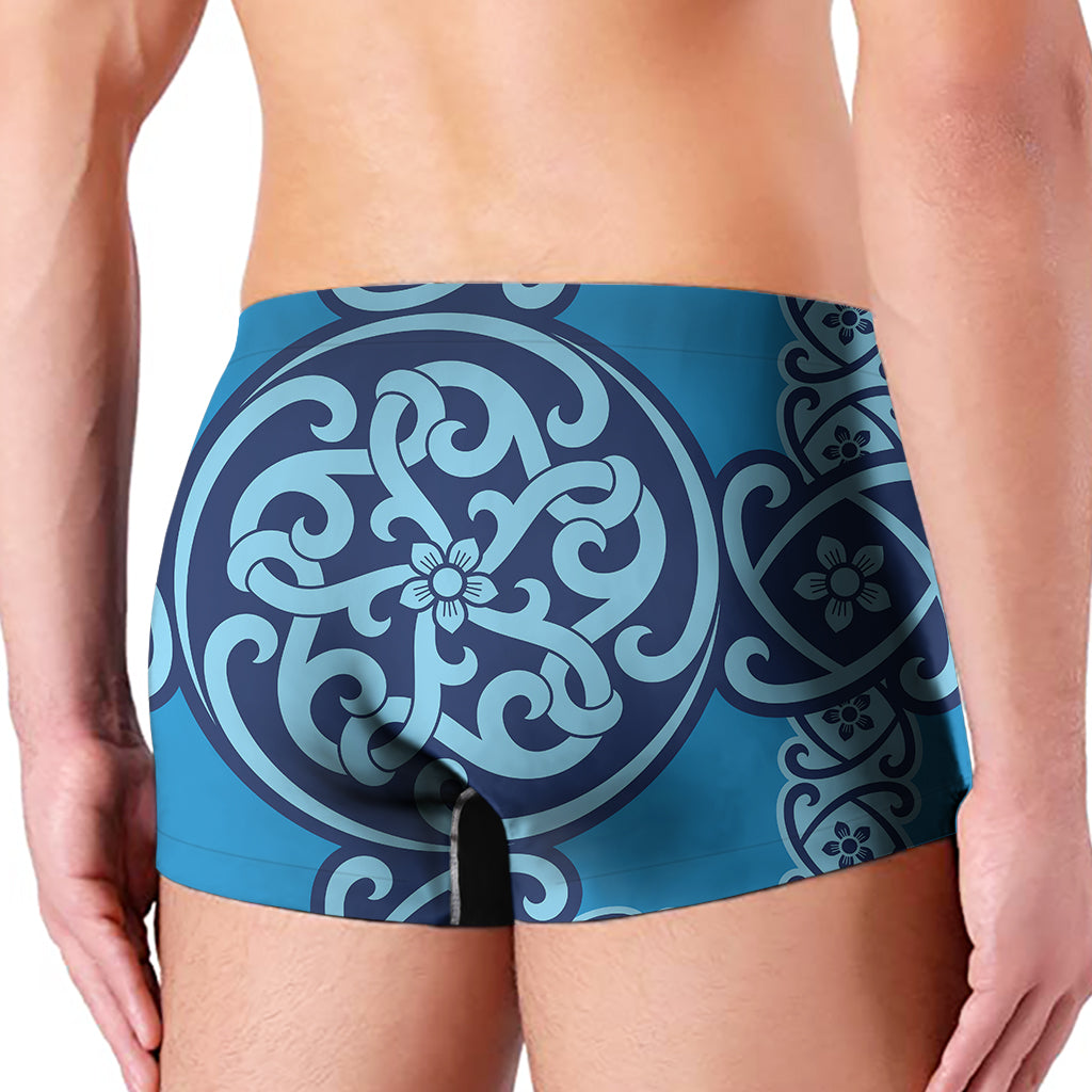 Blue Celtic Symbol Print Men's Boxer Briefs