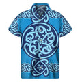 Blue Celtic Symbol Print Men's Short Sleeve Shirt
