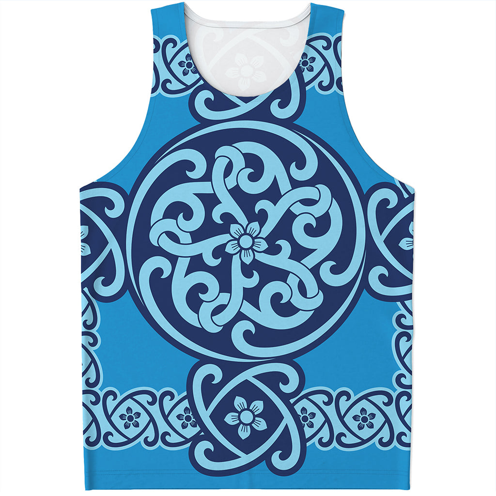 Blue Celtic Symbol Print Men's Tank Top