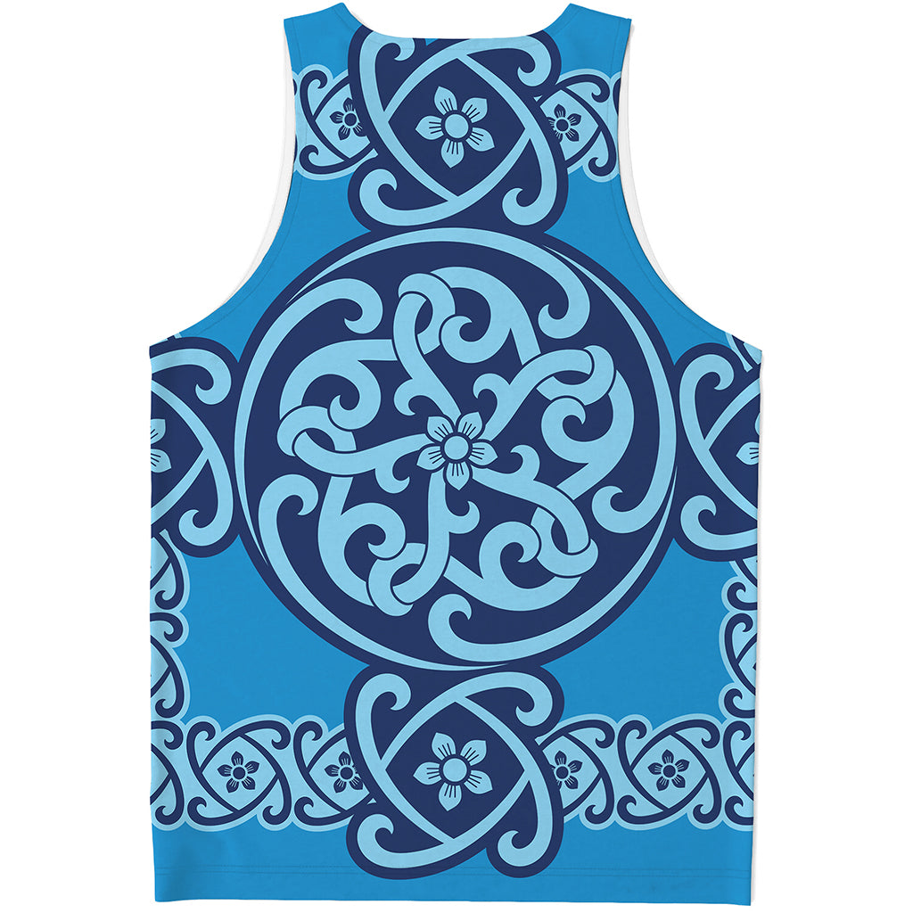 Blue Celtic Symbol Print Men's Tank Top