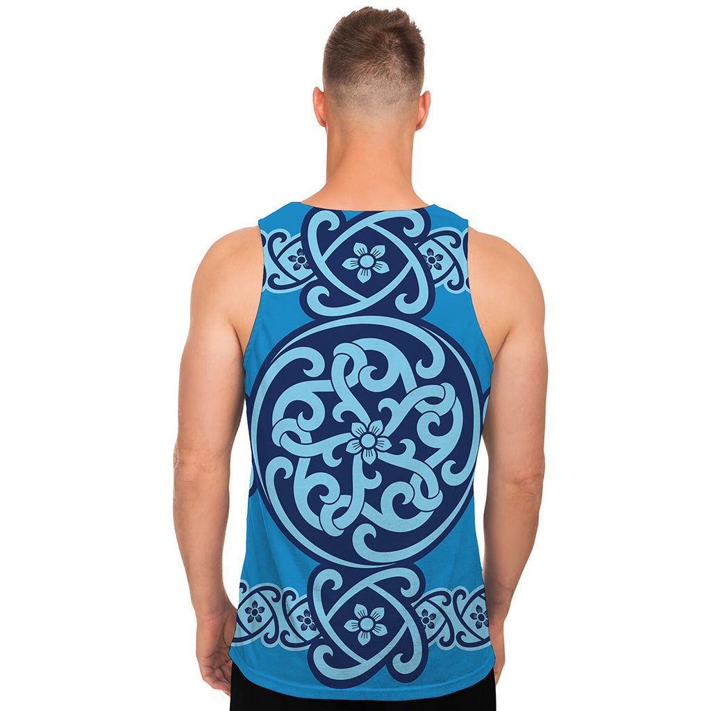 Blue Celtic Symbol Print Men's Tank Top