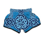 Blue Celtic Symbol Print Muay Thai Boxing Shorts