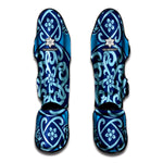 Blue Celtic Symbol Print Muay Thai Shin Guard