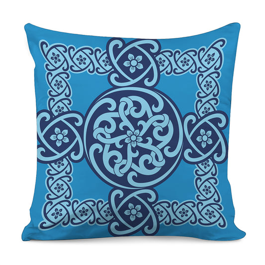 Blue Celtic Symbol Print Pillow Cover