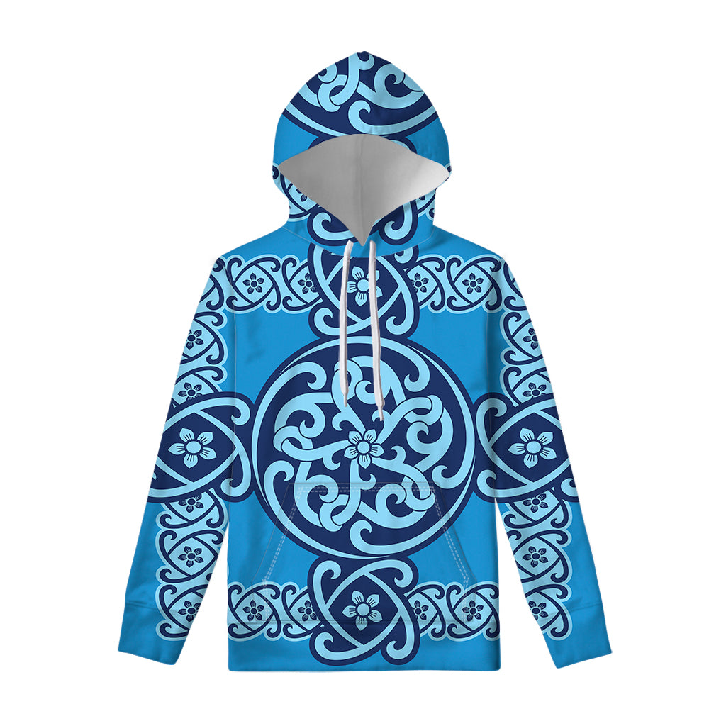 Blue Celtic Symbol Print Pullover Hoodie