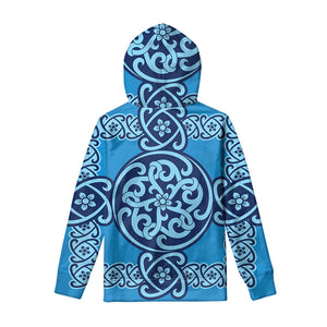 Blue Celtic Symbol Print Pullover Hoodie