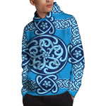 Blue Celtic Symbol Print Pullover Hoodie