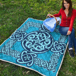 Blue Celtic Symbol Print Quilt