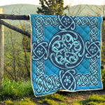 Blue Celtic Symbol Print Quilt