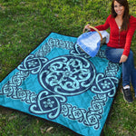 Blue Celtic Symbol Print Quilt