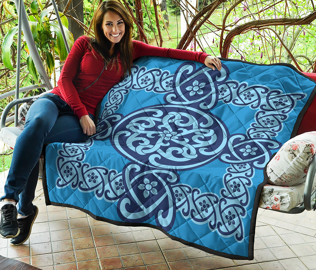 Blue Celtic Symbol Print Quilt