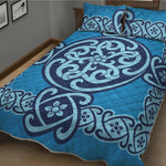 Blue Celtic Symbol Print Quilt Bed Set