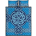 Blue Celtic Symbol Print Quilt Bed Set