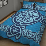 Blue Celtic Symbol Print Quilt Bed Set