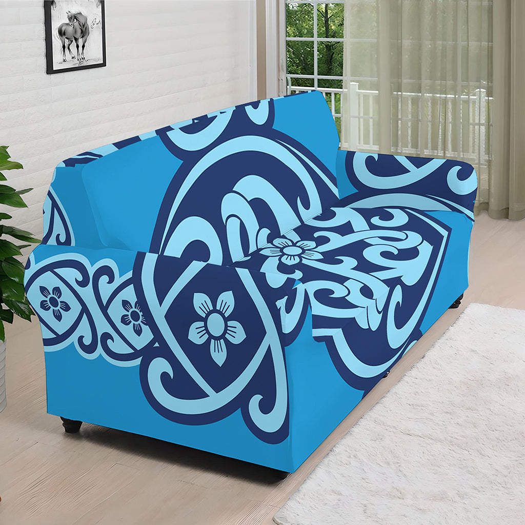 Blue Celtic Symbol Print Sofa Cover